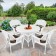 5pc White Wicker Dining Set - Brown Cushions