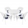 5pc White Wicker Dining Set - Midnight Blue Cushions