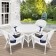 5pc White Wicker Dining Set - Midnight Blue Cushions