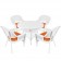 5pc White Wicker Dining Set - Orange Cushions