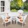 5pc White Wicker Dining Set - Orange Cushions