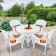 5pc White Wicker Dining Set - Orange Cushions