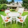 5pc White Wicker Dining Set - Orange Cushions
