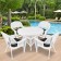 5pc White Wicker Dining Set - Black Cushions
