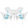 5pc White Wicker Dining Set - Sky Blue Cushions