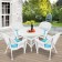 5pc White Wicker Dining Set - Sky Blue Cushions