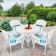 5pc White Wicker Dining Set - Sky Blue Cushions