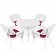 5pc White Wicker Dining Set - Red Cushions