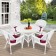 5pc White Wicker Dining Set - Red Cushions