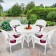 5pc White Wicker Dining Set - Red Cushions