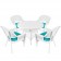 5pc White Wicker Dining Set - Turquoise Cushions