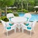 5pc White Wicker Dining Set - Turquoise Cushions