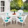 5pc White Wicker Dining Set - Turquoise Cushions