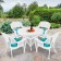 5pc White Wicker Dining Set - Turquoise Cushions