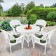 5pc White Wicker Dining Set - Hunter Green Cushions
