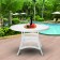White Wicker 44 Inch Round Dining Table