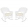 White Rocker Wicker Chair with Ivory Cushion-  Set of 2