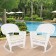 White Rocker Wicker Chair with Ivory Cushion-  Set of 2