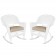 White Rocker Wicker Chair with Tan Cushion-  Set of 2
