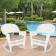White Rocker Wicker Chair with Tan Cushion-  Set of 2