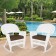 White Rocker Wicker Chair with Brown Cushion-  Set of 2
