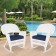 White Rocker Wicker Chair with Midnight Blue Cushion-  Set of 2