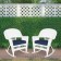 White Rocker Wicker Chair with Midnight Blue Cushion-  Set of 2