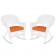 White Rocker Wicker Chair with Orange Cushion-  Set of 2