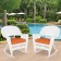 White Rocker Wicker Chair with Orange Cushion-  Set of 2