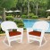 White Rocker Wicker Chair with Brick Red Cushion-  Set of 2