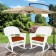 White Rocker Wicker Chair with Brick Red Cushion-  Set of 2