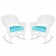 White Rocker Wicker Chair with Sky Blue Cushion-  Set of 2