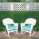 White Rocker Wicker Chair with Sky Blue Cushion-  Set of 2