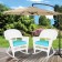 White Rocker Wicker Chair with Sky Blue Cushion-  Set of 2