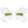 White Rocker Wicker Chair with Sage Green Cushion-  Set of 2