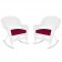 White Rocker Wicker Chair with Red Cushion-  Set of 2