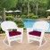 White Rocker Wicker Chair with Red Cushion-  Set of 2