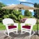 White Rocker Wicker Chair with Red Cushion-  Set of 2