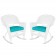 White Rocker Wicker Chair with Turquoise Cushion-  Set of 2