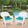 White Rocker Wicker Chair with Turquoise Cushion-  Set of 2