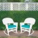 White Rocker Wicker Chair with Turquoise Cushion-  Set of 2