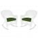 White Rocker Wicker Chair with Hunter Green Cushion-  Set of 2