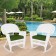 White Rocker Wicker Chair with Hunter Green Cushion-  Set of 2