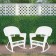White Rocker Wicker Chair with Hunter Green Cushion-  Set of 2
