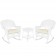 3pc White Rocker Wicker Chair Set With Ivory Cushion