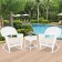 3pc White Rocker Wicker Chair Set With Ivory Cushion
