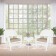 3pc White Rocker Wicker Chair Set With Tan Cushion