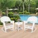3pc White Rocker Wicker Chair Set With Tan Cushion