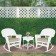 3pc White Rocker Wicker Chair Set With Tan Cushion