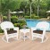 3pc White Rocker Wicker Chair Set With Brown Cushion